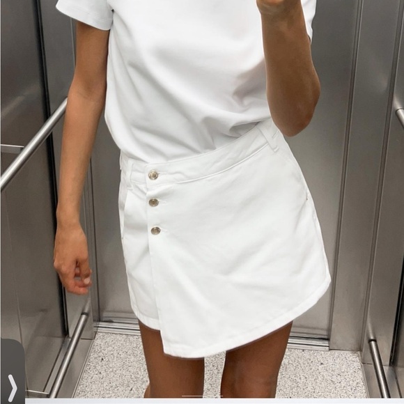 Zara white wrap denim skort - Picture 3 of 8